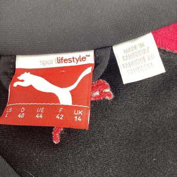 Puma Women’s Zip-Up Track Jacket T7 Track Black Mauve Red Size Large - Picture 2 of 11